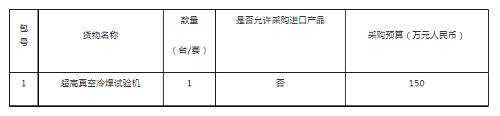 中國科學(xué)院蘭州化學(xué)物理研究所超高真空冷焊試驗機采購項目公開招標公告